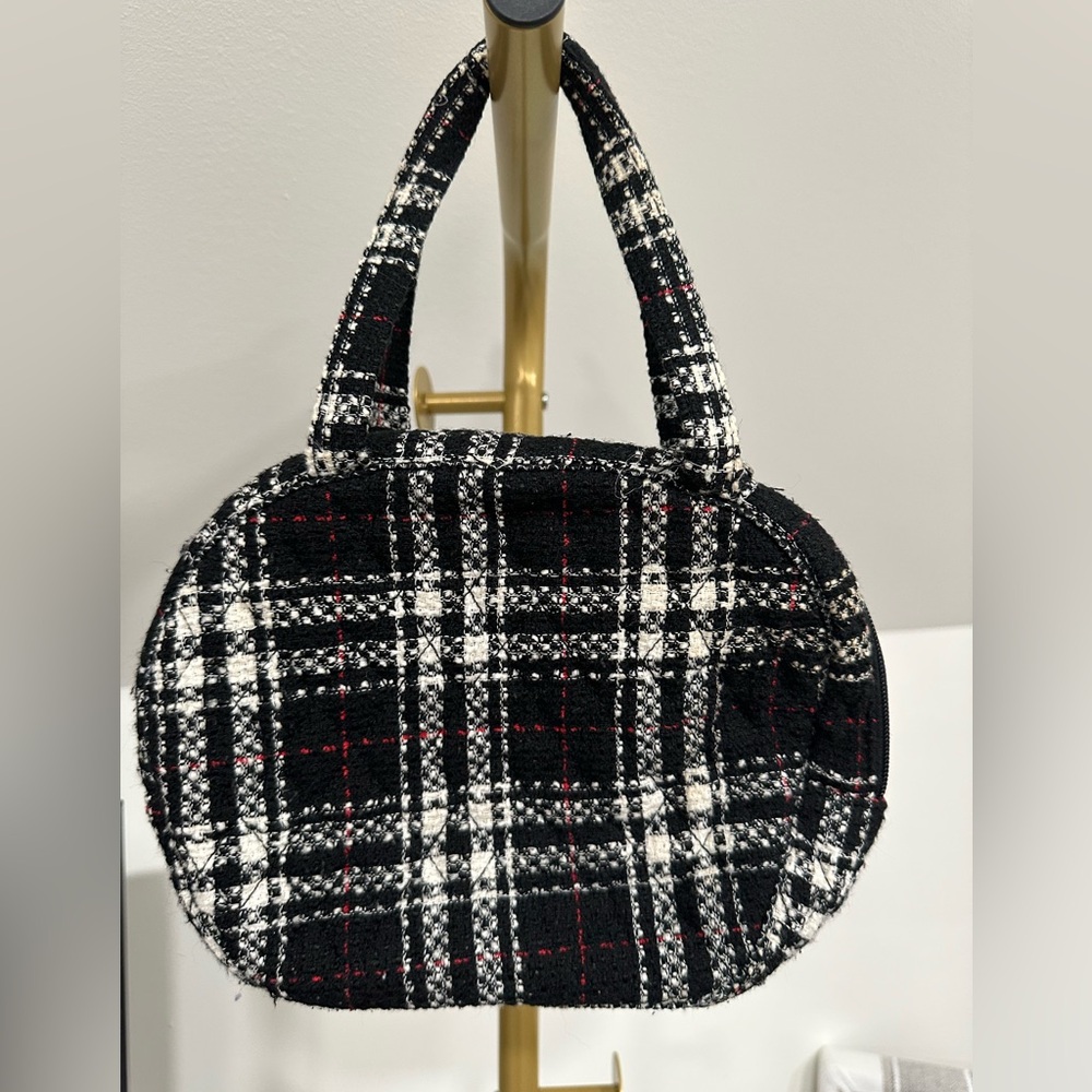 Vera Bradley Limited Edition Tweed " Canteen " Bag Black, White & Red plaid